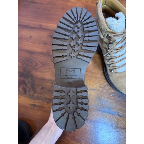 MARC FISHER LTD NAIRY FAUX FUR TRIM HIKING BOOTS IN BROWN NEW WOMEN'S SIZE 9 - Picture 14 of 16